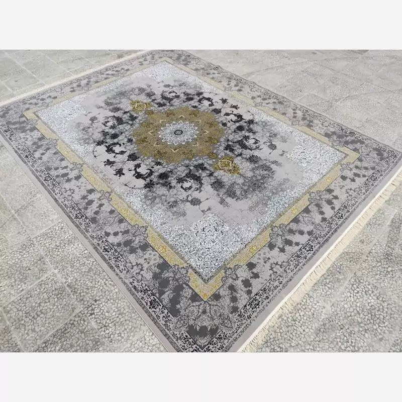 فرش ماشینی بی سی اف12 متری طرح شریف نقره ای