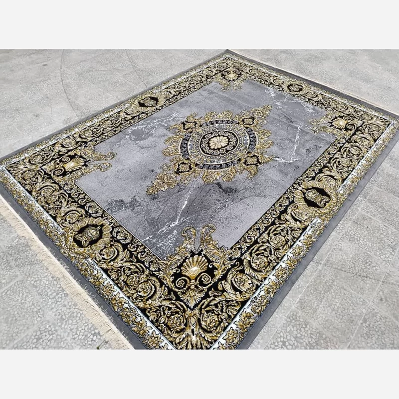 فرش ماشینی بی سی اف 6 متری طرح ژیوا نقره ای