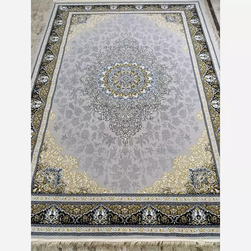فرش ماشینی 9 متری بی سی اف طرح آرمان نقره ای
