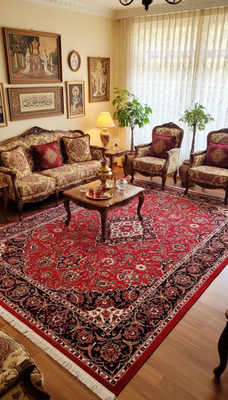 فرش ماشینی 6 متری  بی سی اف طرح فرش اصیل کاشان